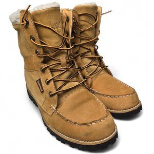 Timberland Work Style Boots Youth Sherpa Lined Tan Leather Insulated Mock Toe 7